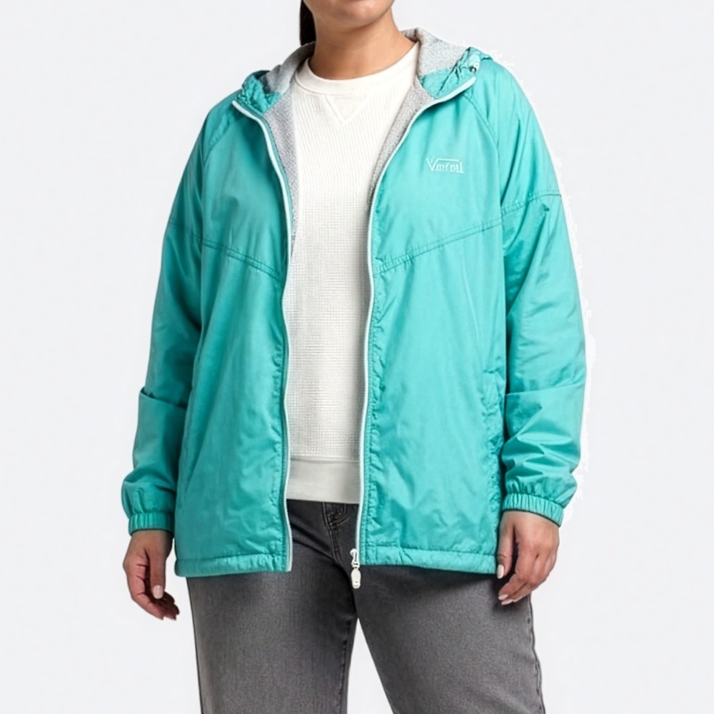Vans‎ Lightweight Hooded Windbreaker Jacket Aqua Turquoise 0X Large Skater Girl